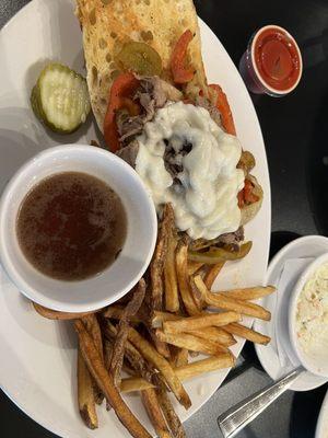 Prime Rib French Dip with fries