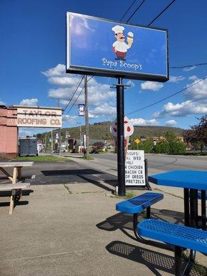 Outside seating along west Washington