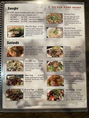 Soup and salad menu