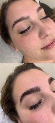 eyebrow lamination, wax, and tint!