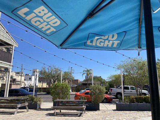 Umbrellas for shade.