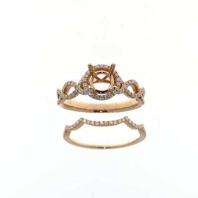 18k Rose Gold Semi-Mount Engagement Set