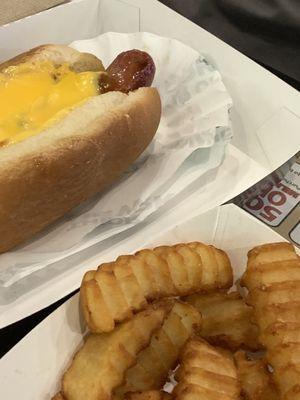 Chili dog and fries.