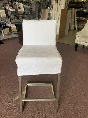 After pic of slipcover on barstool chair