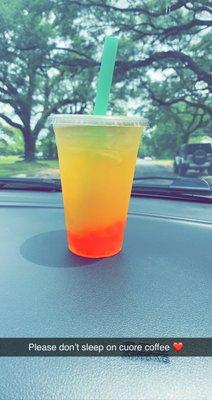 Pineapple fruit tea with boba