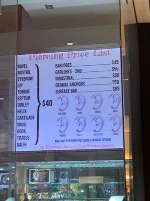 Current prices for Body Jewelz, 10/2022.