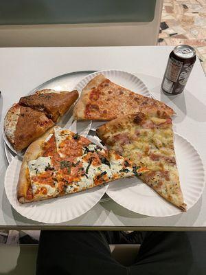 Vodka Pizza Slice, Hawaiian Pizza Slice, Cheese Pizza Slice, Eggplant JoJo