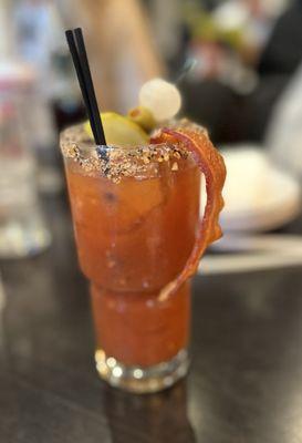 Loaded Bloody Mary with Bacon Vodka.