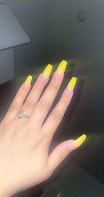 Yellow ombré coffin nails