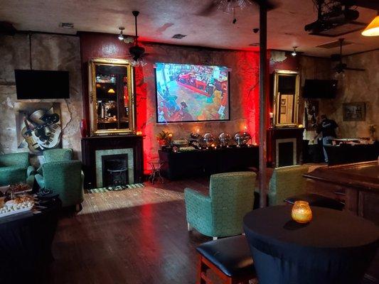 Upstairs has a bar and a balcony, have a drink and people watch!
 This can also be rented out for private events, 504-598-4583