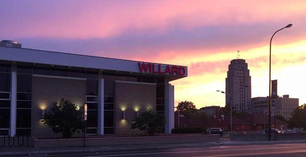 A beautiful summer sunset outside Willard Library in Battle Creek.