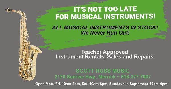 Musical Instrument Sales, Rentals and Repairs