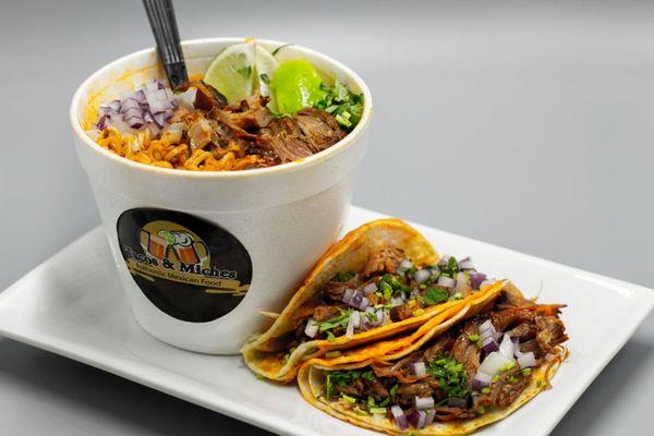 New! Ramen Birria & 2 Street birria tacos, If you like Birria you have to try our new Ramen Birria combo its DELICIOUS!