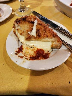 Appetizer fried mozzarella with homemade bread and other cheeses