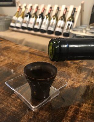 Chocolate wine shots available in our tasting room.