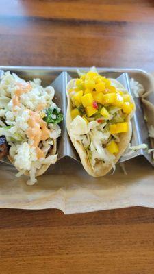 Coconut Shrimp taco and Steak Taco