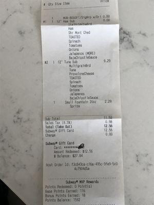 My receipt.  I was there and ordered what I said I ordered.