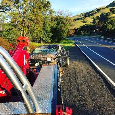 A Toyota tundra crashed into a creek on Lucas Valley Road 3:30 AM this morning,DUI.