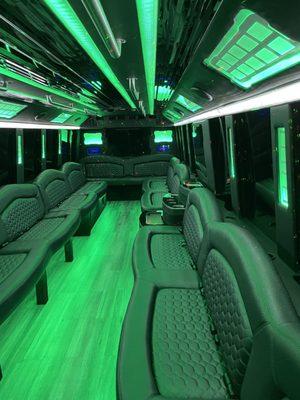 30 Passenger Luxury Party Limo Bus Interior