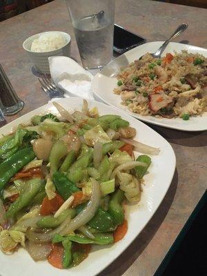 #50 Vegetable Chow Mein and House Special Fried Rice