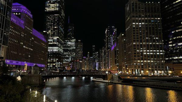 Coming across the bridge onto the Riverwalk