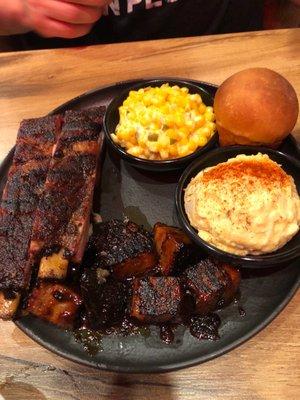 Ribs and brisket tips plate