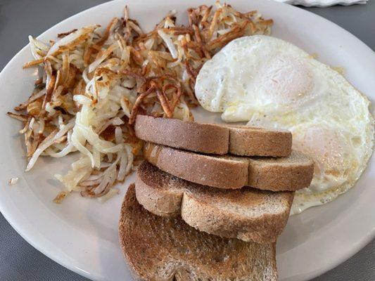 Two 2 Eggs, Hash Brown, Toast