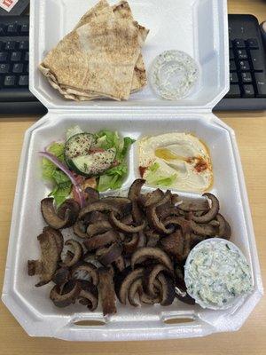 Gyro plate with hummus and tzatziki