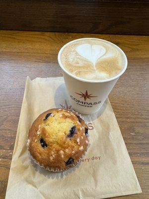 Peppermint Latte and Blueberry Muffin