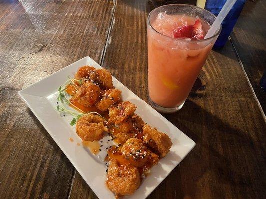 Shrimp app and pina sangria