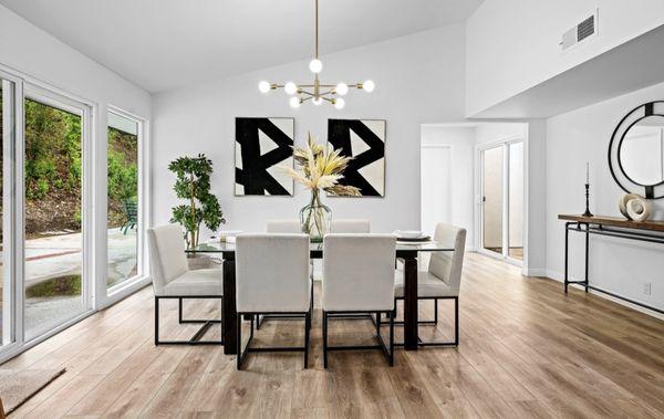 Staged dining room