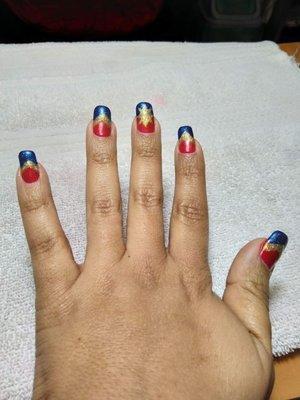 Captain Marvel nails for premiere. Natural nails. Lucy.