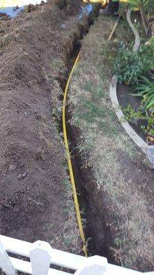 Clean work trenches line installed new pipe and backfield. One day