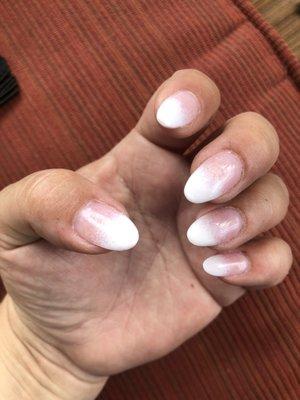 (Nails) Full set of Pink&white natural look ombré dip with tips