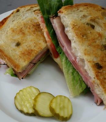 Hot Ham and Cheese on Bluff View Bakery Jalapeño Cheddar Bread