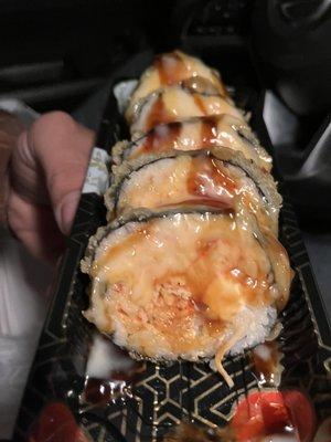 Godzilla fried sushi roll!