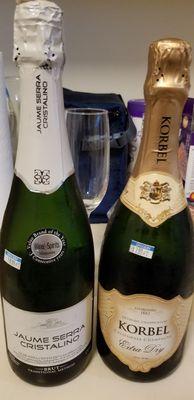 NV Jaume Serra Brut Cava Cristalino ($18.99) & Korbel Cellars California Champagne Extra Dry ($17.99)