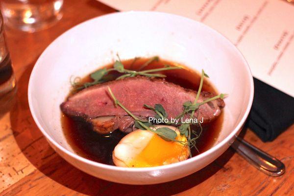 1st course from Duck, Buck, Grouse - duck ramen with duck breast, duck confit, and matsutake. The broth was super sweet.