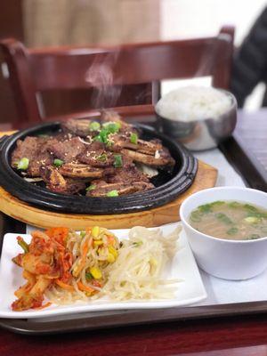 LA galbi + miso soup + side dishes