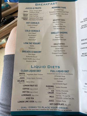 Hospital Menu inpatient