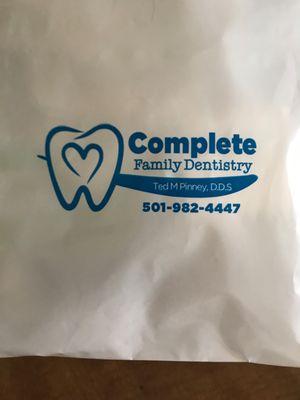 Sign for the Dental Office from the little care bag they gave me.