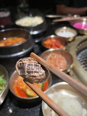 Cook restaurant stamp on mushroom along with lots of side dishes! Soup is yummy!