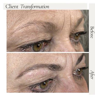 Instant lift with brow lamination and Botox for the hair .