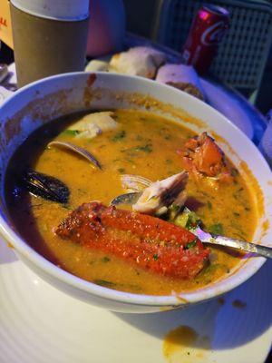 As you dig into the soup, you find surprises... like lobster claws