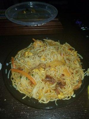 Singapore noodles. Large portion. Flavorful and delicious!