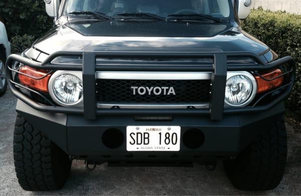 Beautifully powder coated bumper and brush guard.