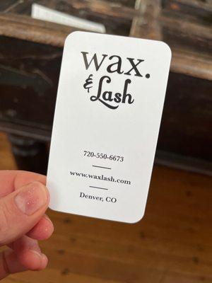 Wax & Lash business card