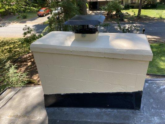 Chimney Flashing Repair, Cap Installation and Chimney Painting.