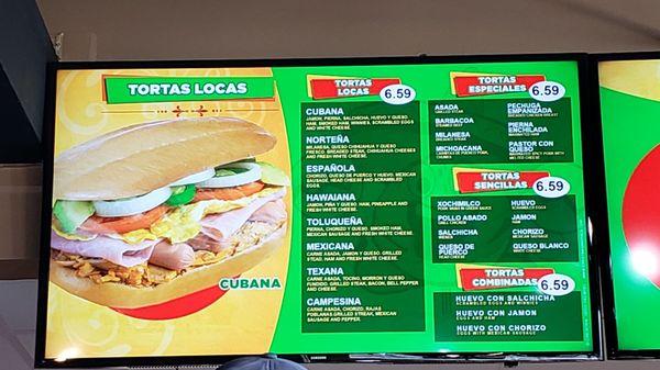 Tortas Menu