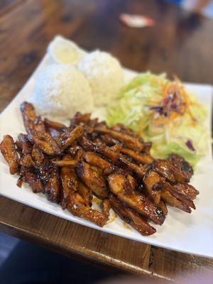 Spicy chicken teriyaki with salad